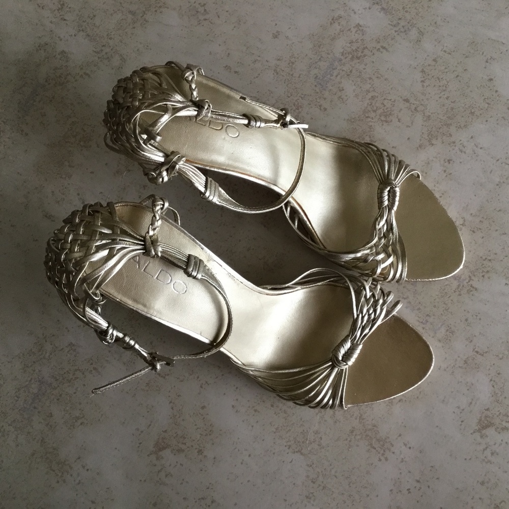 Gold leather Aldo sandals